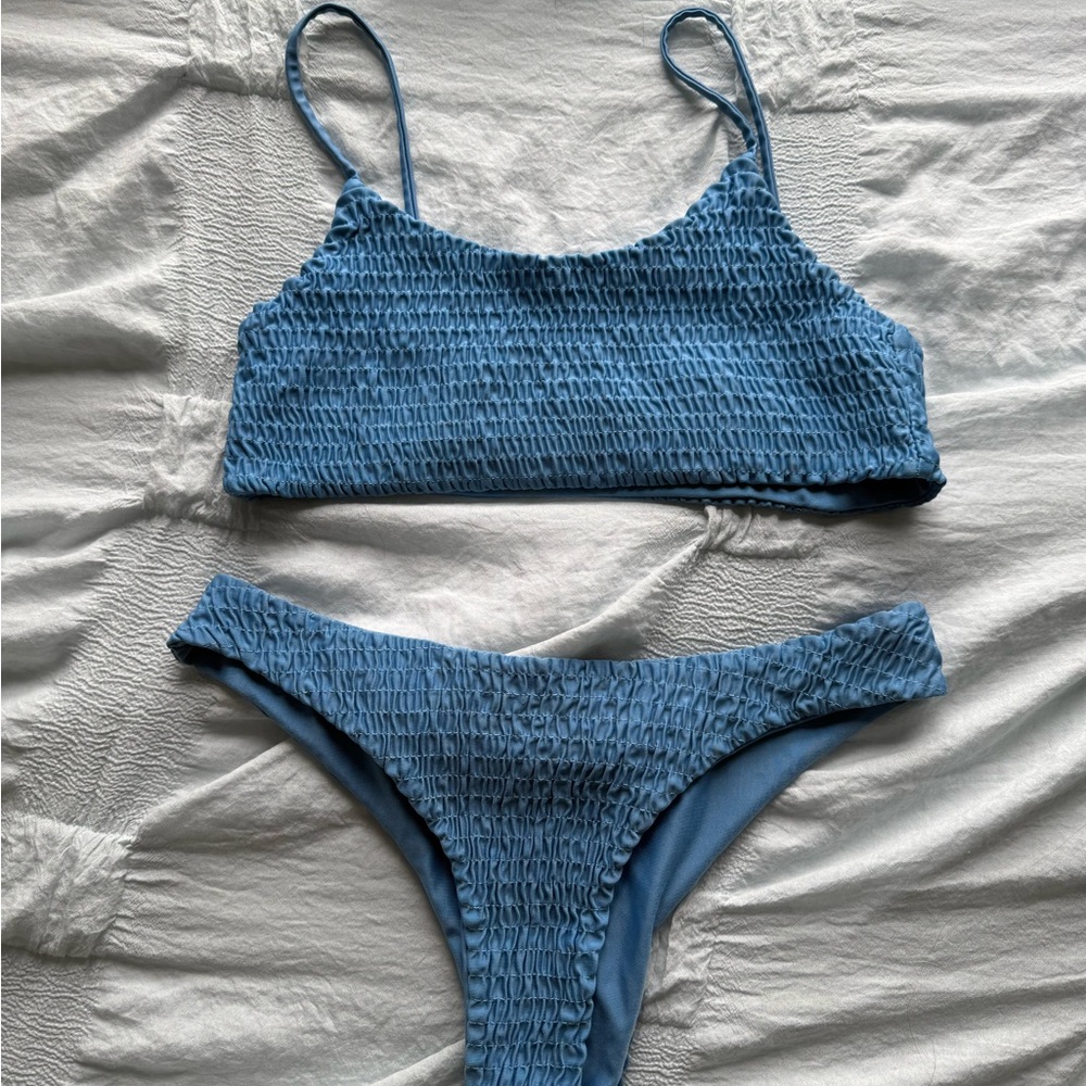 LAST CHANCE!! 
SHEIN Blue Textured Bikini Set